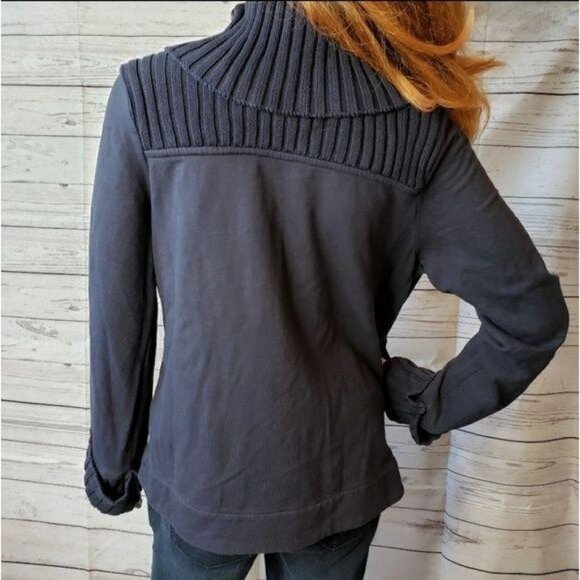 Tommy Hilfiger Womens Navy Toggle Jacket large folded collar Sz Med fall winter - Picture 9 of 10